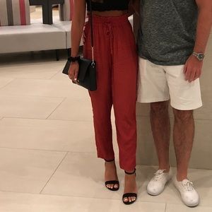 Abercrombie flowy tie pants - burnt red color